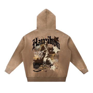 Vintage Washed Frayed Fleece Hoodie